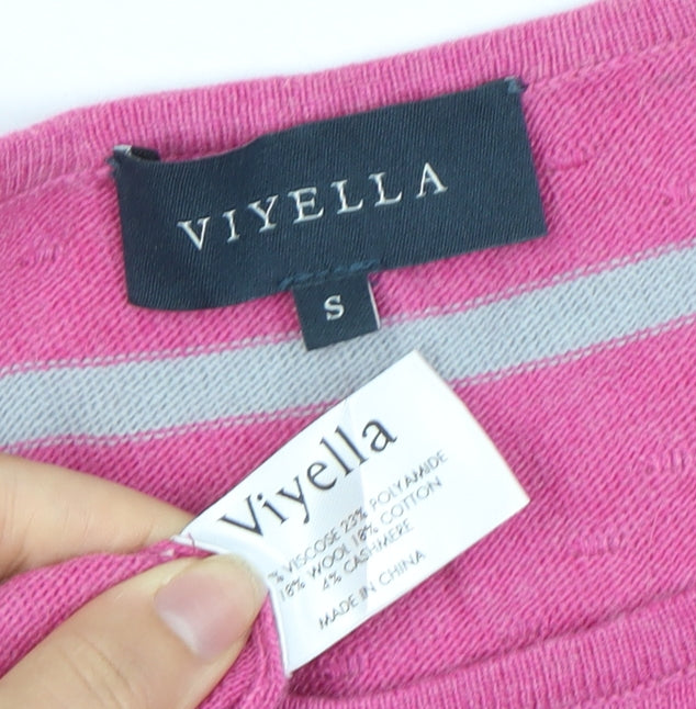 Viyella Women's Pink Striped Jumper, S, Casual Knit