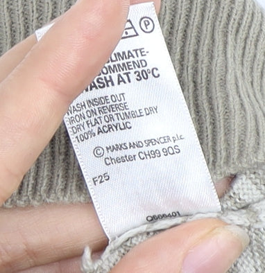 Marks & Spencer Men's Beige Striped Pullover Jumper M