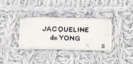 Jacqueline de Yong Women's Grey V-Neck Pullover Jumper S