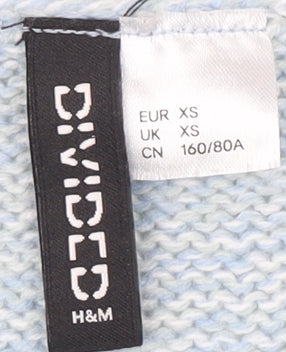H&M Women Blue XS Crew Neck Acrylic Pullover Jumper