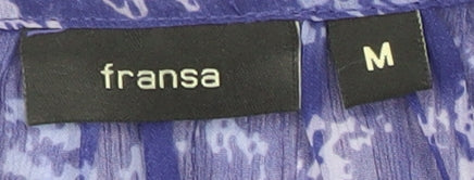 Fransa Women's Blue Floral Tunic Blouse M