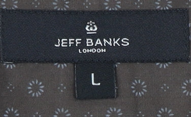 Jeff Banks Men's Brown Striped Dress Shirt L