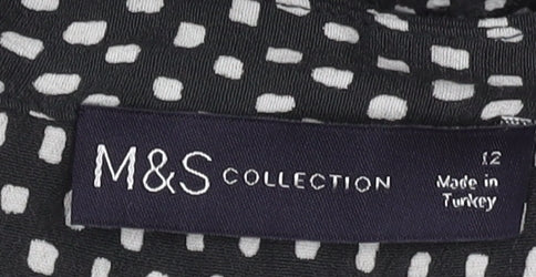Marks & Spencer Black Geometric Women's Dress Size 12