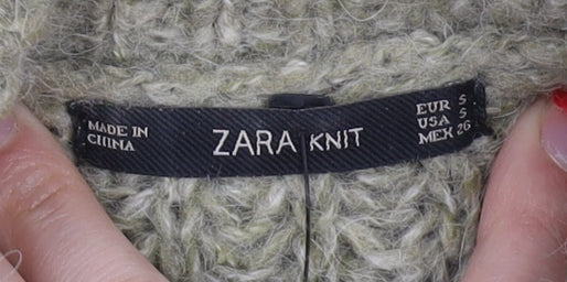 Zara Women’s Green Roll Neck Chunky Knit Jumper Size 5