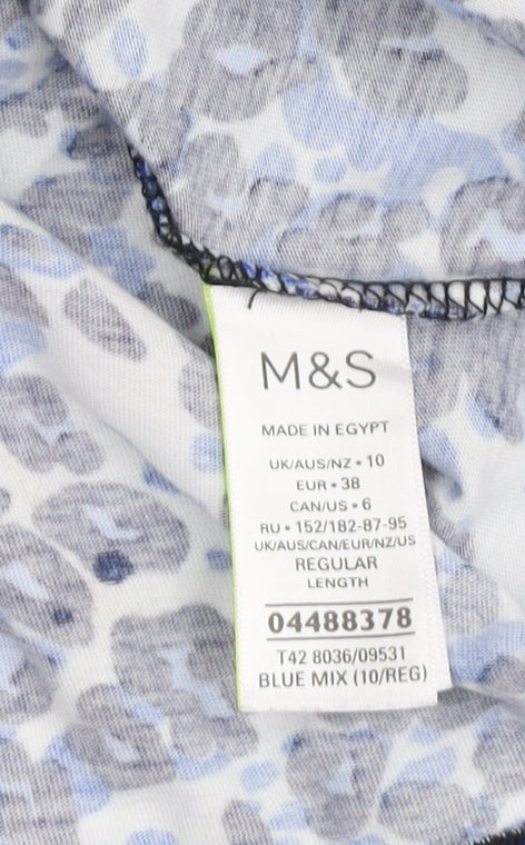 Marks & Spencer Blue Animal Print Shift Dress - Size 10