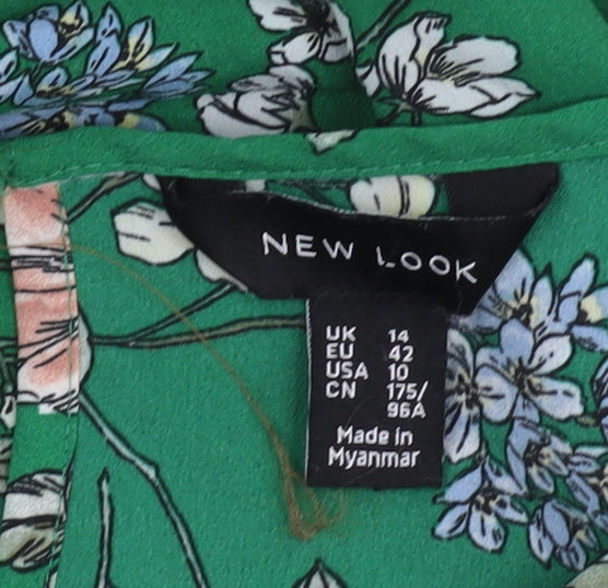 New Look Women's Green Floral Dress Size 14