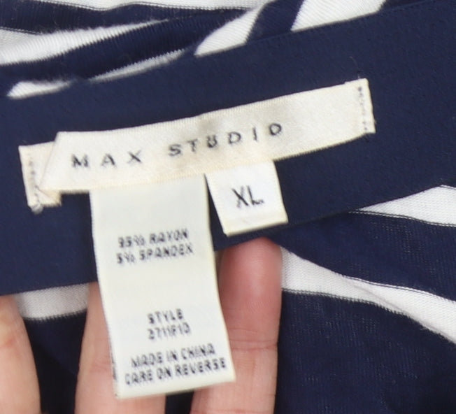 Max Studio Women's Blue Striped XL Skirt