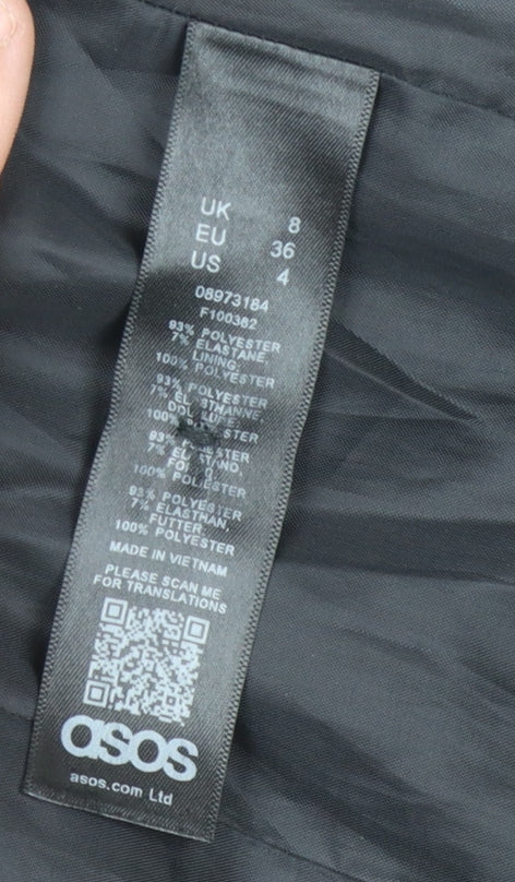 Close-up detail of ASOS Women's Black Suit Jacket, size 8