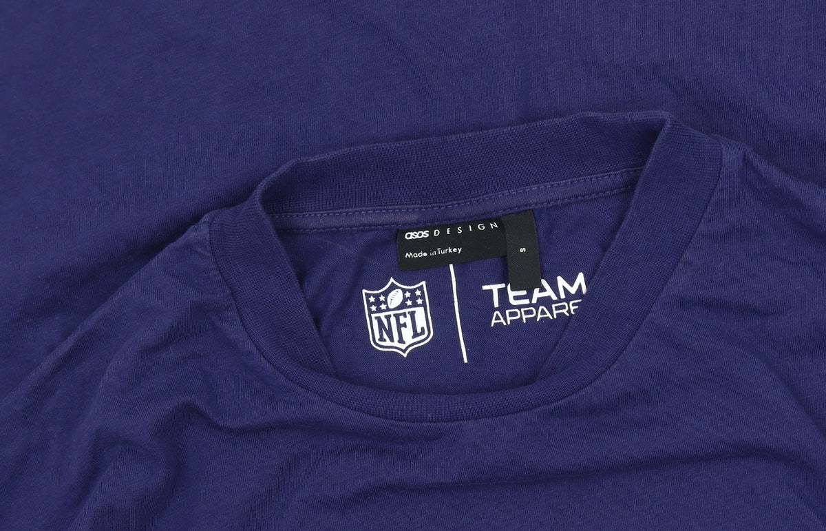ASOS Men's Blue NFL T-Shirt, Small, Long Sleeve