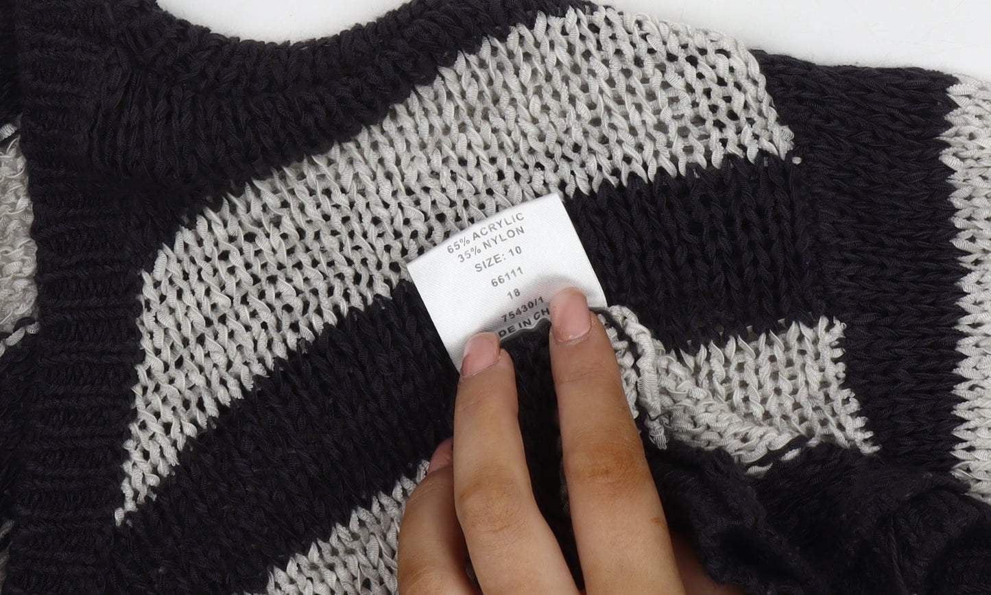 White Label Women's Multicoloured Striped Knit Jumper Size 10