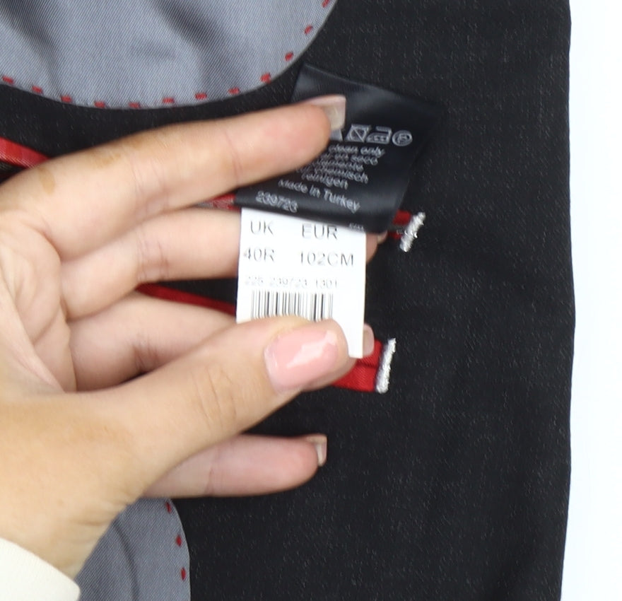 White Label Men Black Blazer Jacket 40R Regular Fit