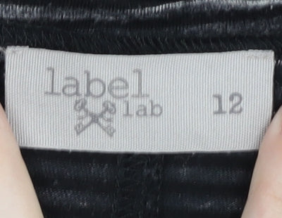 Label Lab Women's Black Striped Midi T-Shirt Dress - Size 12