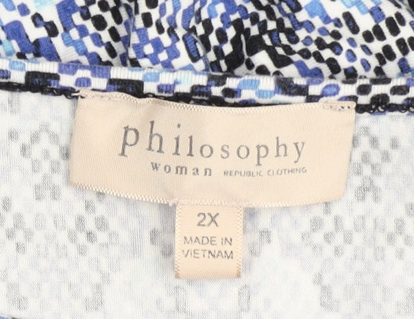 Philosophy Women's Blue 2XL Geometric Tunic Top