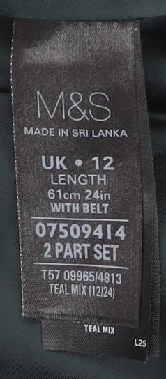 Marks & Spencer Blue Wool Blend Midi Skirt Size 12