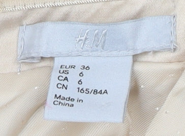 H&M Women's Beige Knee Length Sheath Dress Size 8
