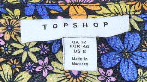 Topshop Women's Floral Blouse UK 12 Multicoloured