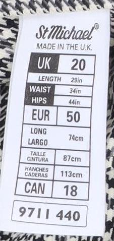 Marks & Spencer Women's Long Grey Check Skirt UK 20