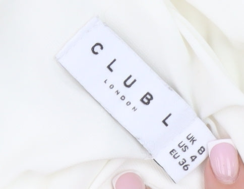 Club L London Women's White Bodycon Midi Dress Size 8
