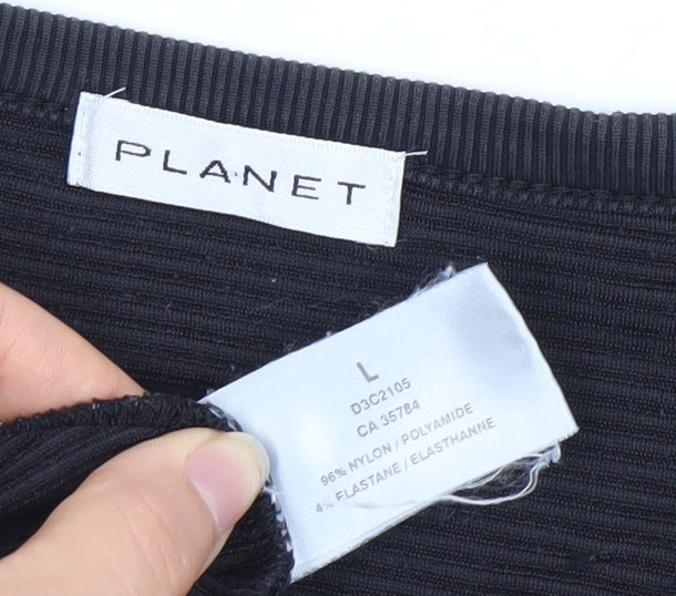 Planet Women's Black V-Neck Long Sleeve Top L