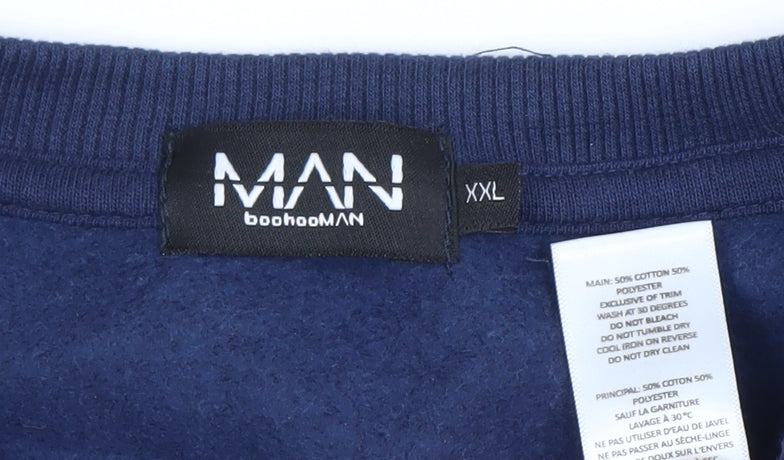 boohooMAN Men's Blue 2XL Pullover Sweatshirt