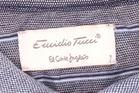 Emidio Tucci Men's Blue Striped Polo Shirt - Size 7