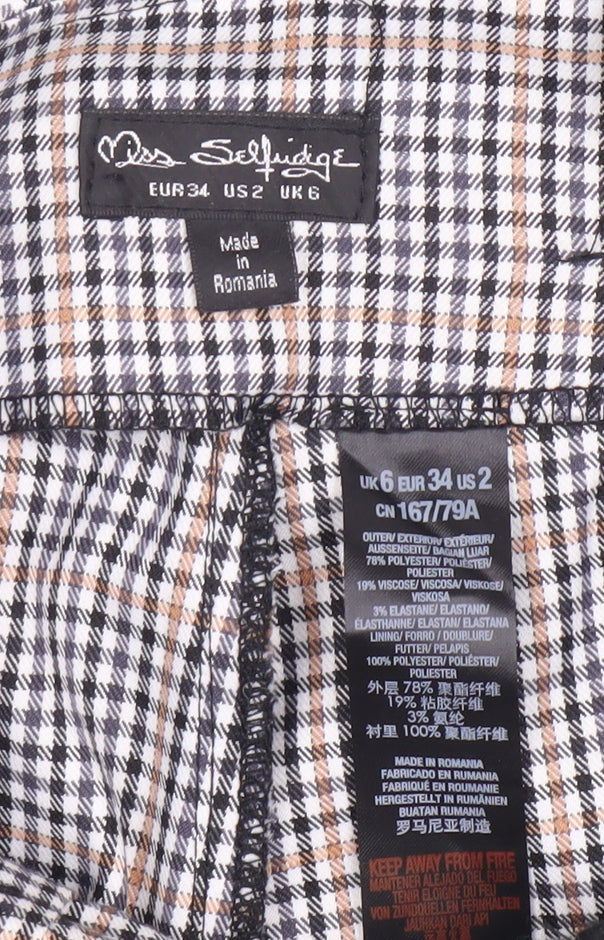 Miss Selfridge Women's Multicoloured Check Trousers, Size 6