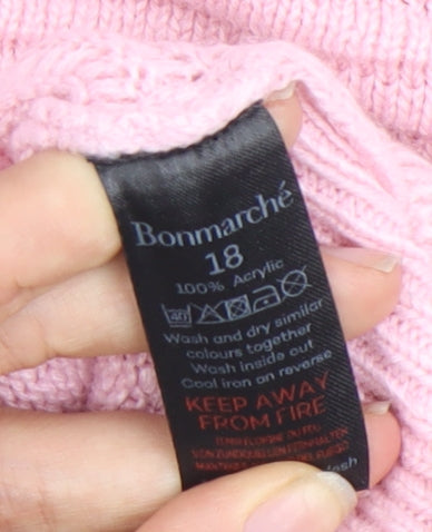 Bonmarché Women's Pink Crew Neck Pullover Jumper Size 18