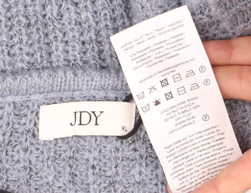 JDY Women's Blue V-Neck Cardigan, XL, Long Sleeve, Relaxed Fit