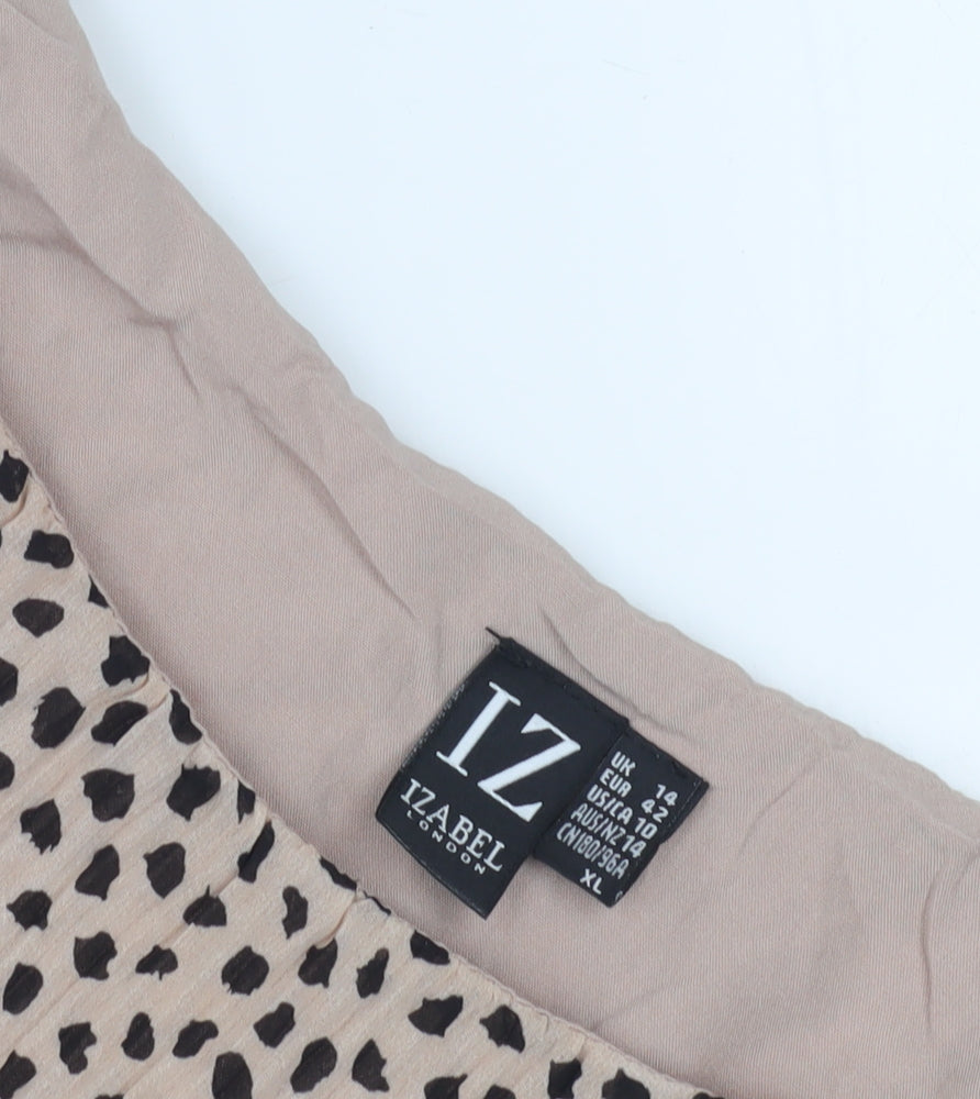 Izabel London Women's Beige Animal Print Top