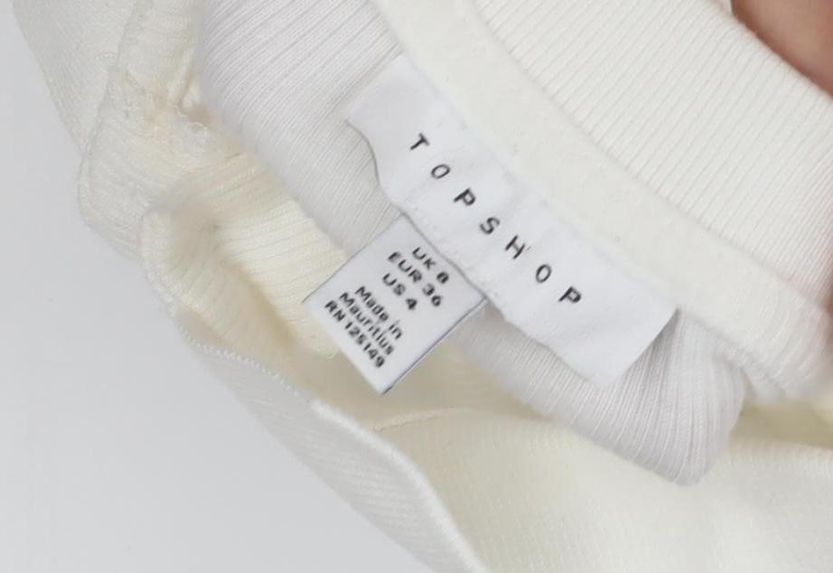 Topshop Women's White Shirt Dress, Size 8, Casual