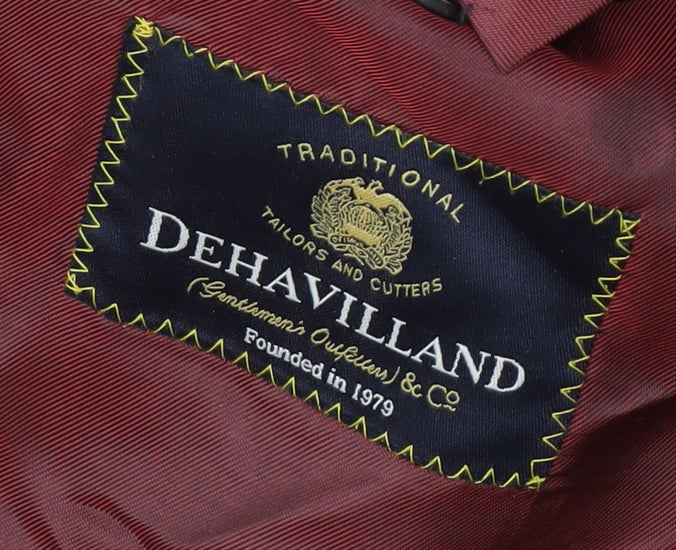 Dehavilland Men's Black Wool Striped Suit Jacket 40R