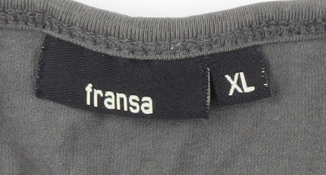 Fransa Women’s Grey Scoop Neck 3/4 Sleeve Top XL