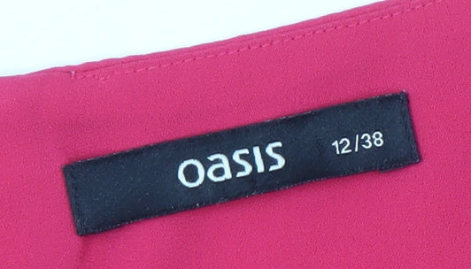 Oasis Women's Pink Blouse 12 Scoop Neck