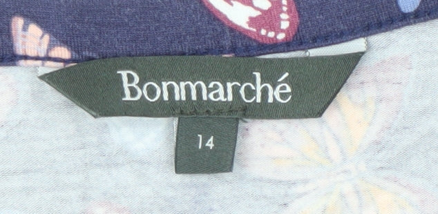 Bonmarché Women's Multicoloured V-Neck Button-Up Top