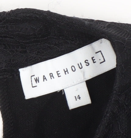 Warehouse Women's Black Size 14 High Neck Blouse