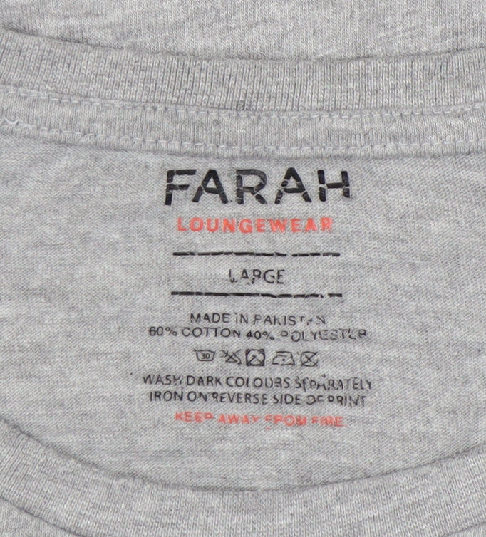 Farah Men's Grey Short Sleeve Crew Neck T-Shirt Size L