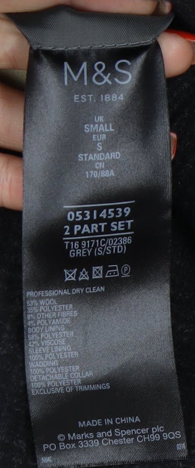 Marks & Spencer Men's Grey Wool Blend Overcoat Size S