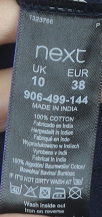 Next Women's Blue Bell Sleeve Cotton Blouse Size 10