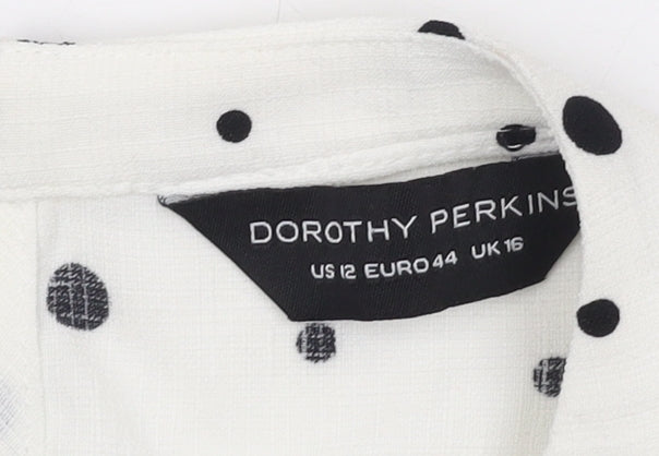Dorothy Perkins Women's White Polka Dot Blouse Size 16