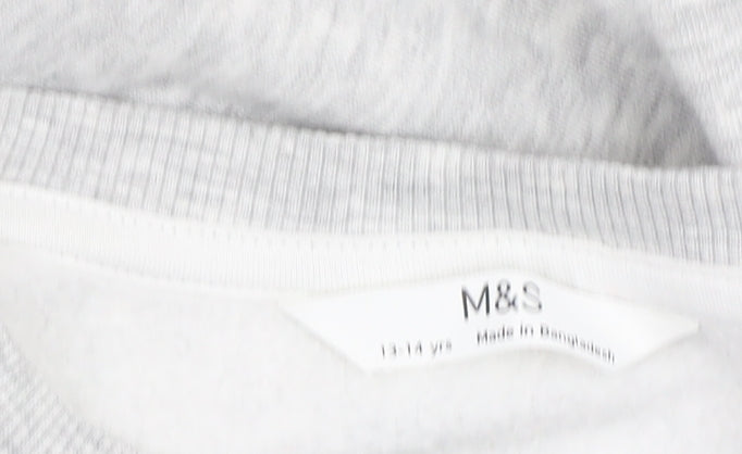 Marks & Spencer Girls Grey Sweatshirt Size 13-14 Crew Neck
