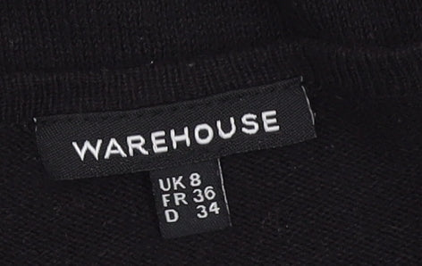 Warehouse Women's Black Size 8 Jumper with Zip Accent