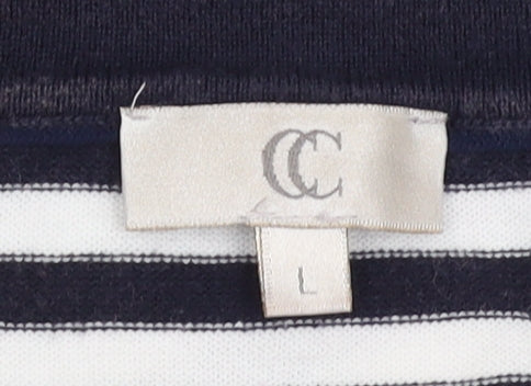 Country Casuals Women's L Black & White Striped T-Shirt