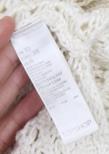 Topshop Women's Ivory Open-Knit Pullover Jumper Size 10