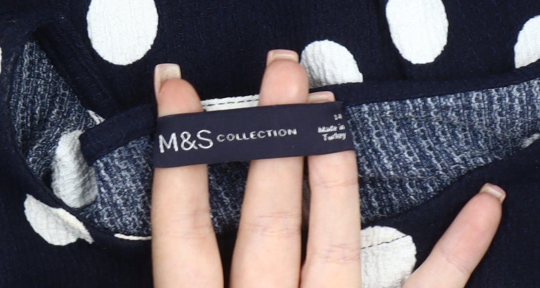 Marks & Spencer Women Blue Polka Dot Dress Size 12-14