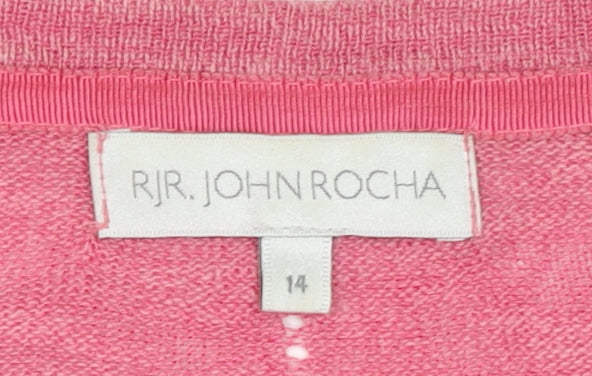 RJR John Rocha Women Pink Open Front Cardigan Size 14