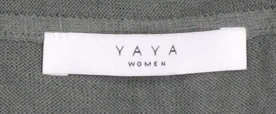 YAYA Women's Green Knit Jumper, Size L, 3/4 Sleeve