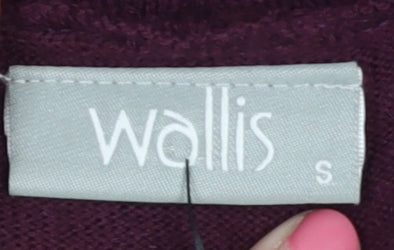 Wallis Women's Purple Knit Dress S 3/4 Sleeve Cowl Neck
