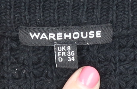 Warehouse Women's Black Full Zip Jumper Size 8