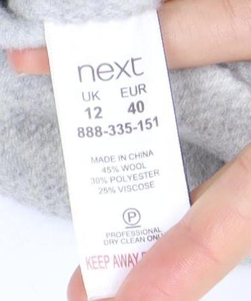 Next Women's Grey Wool Blend Mid-Length Coat Size 12