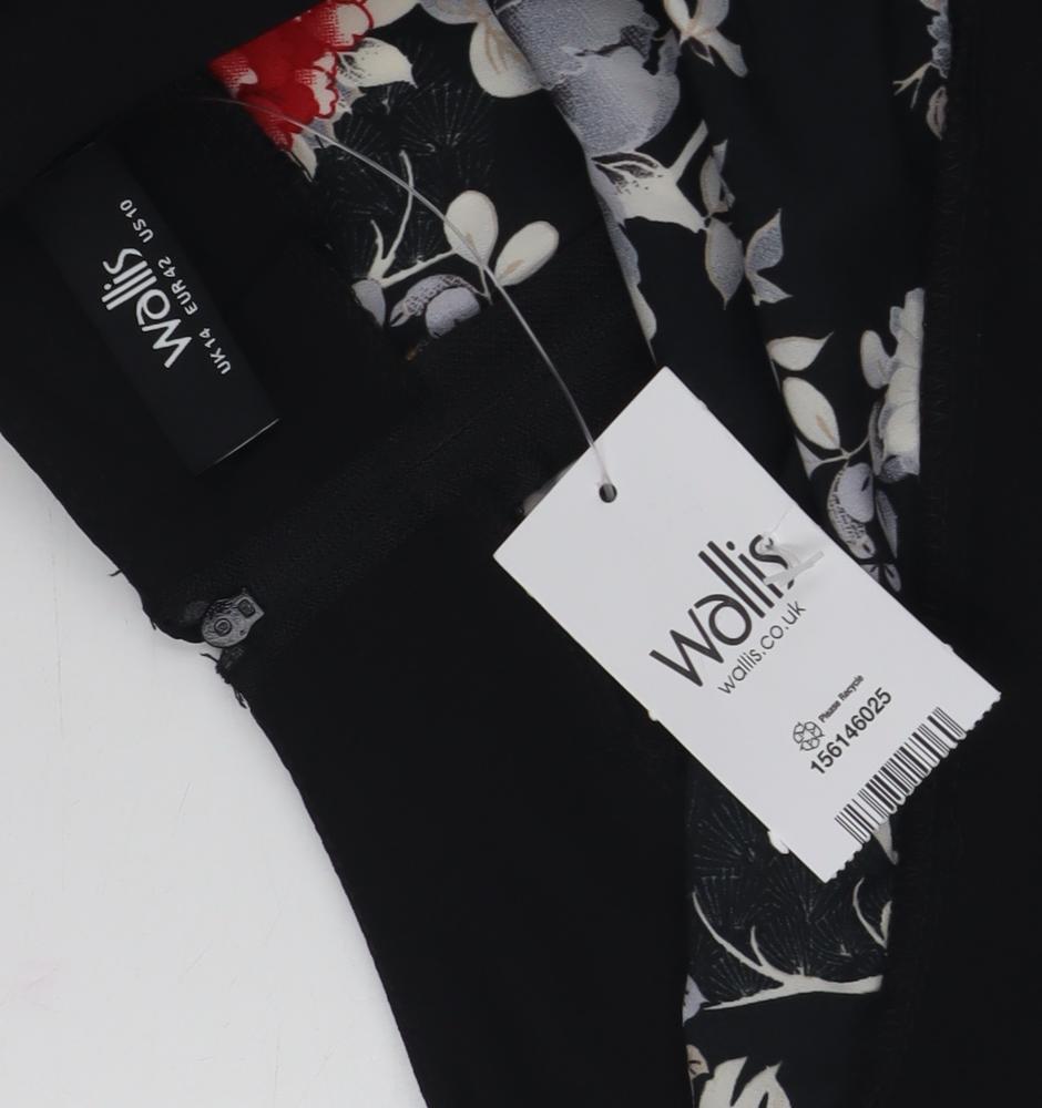 Wallis Women's Black Floral Sleeveless Dress Size 14